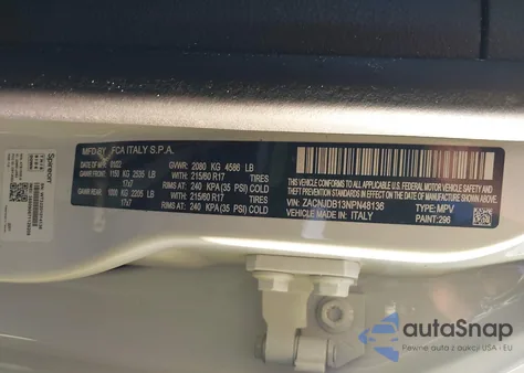 2022 Jeep Renegade Latitude 4X4 z USA, uszkodzony, nr VIN ZACNJDB13NPN48136